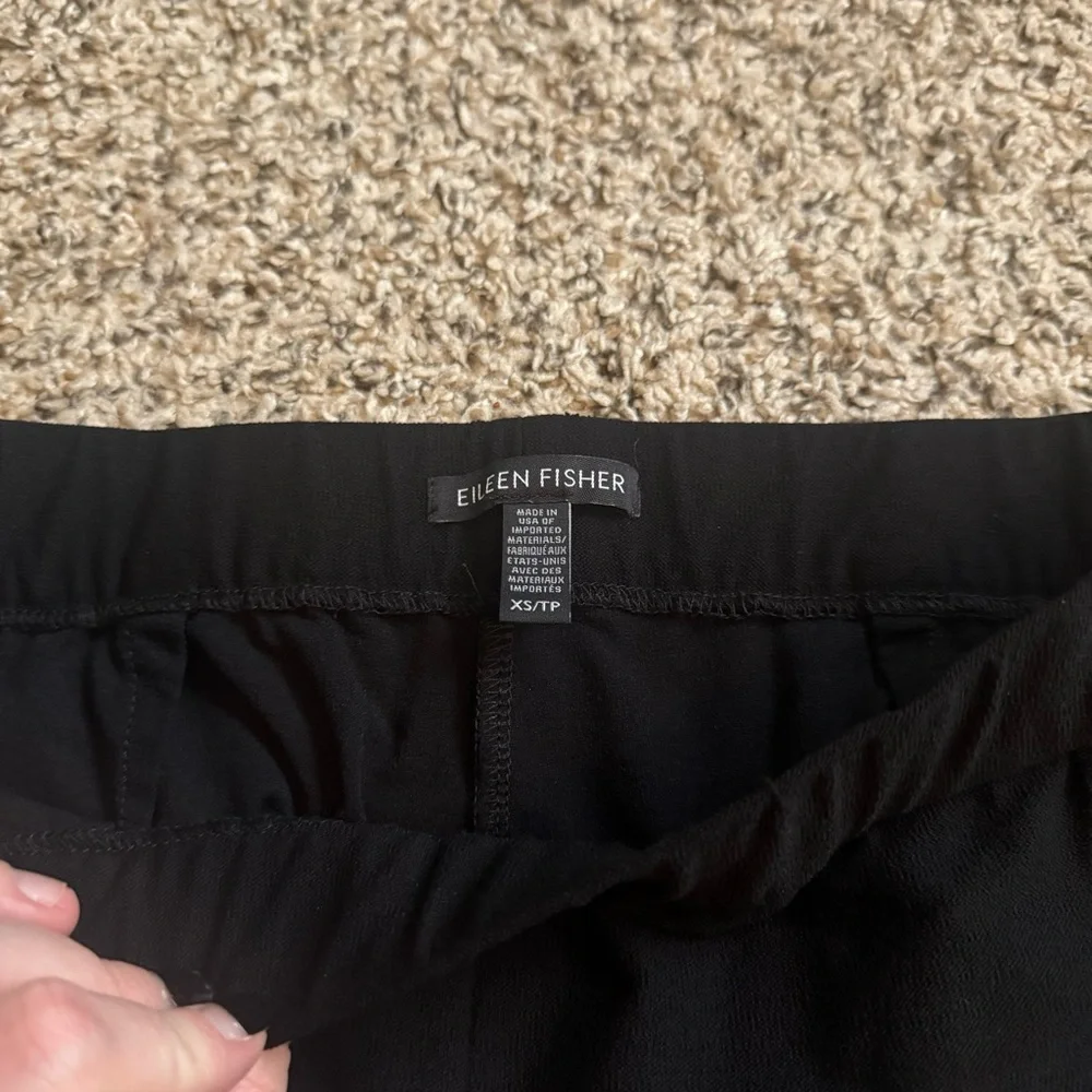 Eileen Fisher Black Straight Pant with Stretch Elastic Waistband Womens Size XS - Picture 10 of 12